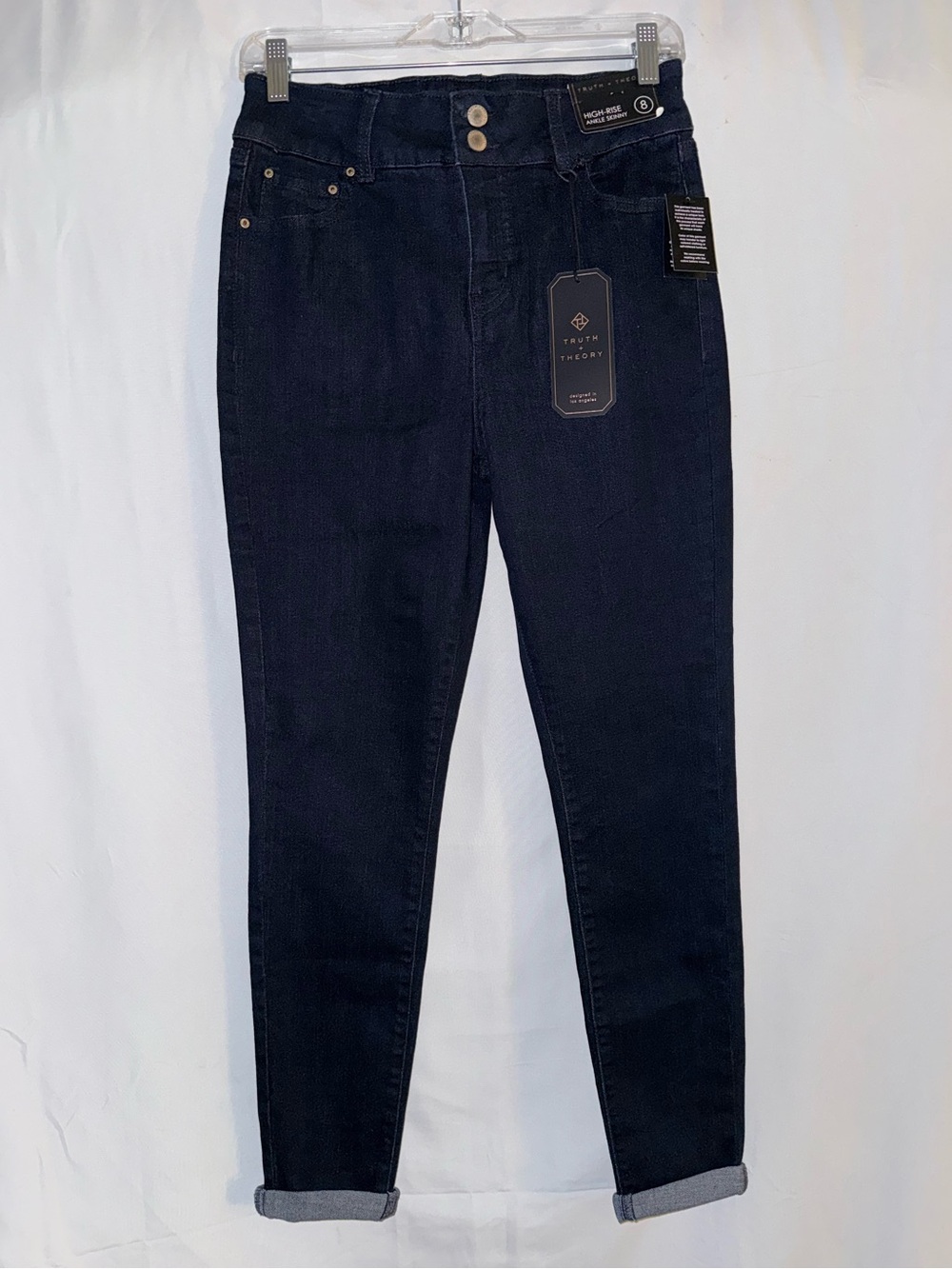 NWT Truth + Theory Indigo Rinse High-Rise Ankle Skinny Jeans Size 8